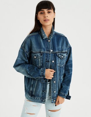 AE Boyfriend Denim Jacket, Medium Wash | American Eagle Outfitters