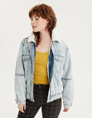 AE Fuzzy Sherpa Lined Denim Jacket