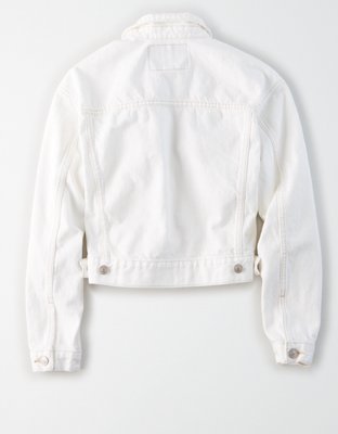 Женские куртки American Eagle AE Cropped White Denim Jacket — фото 4