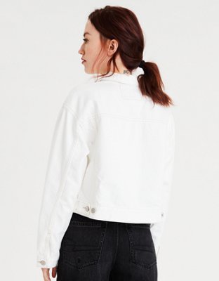 AE Cropped White Denim Jacket