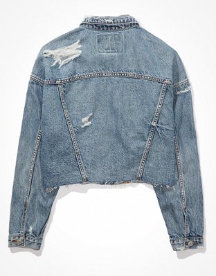 Женские куртки American Eagle AE Cropped Denim Boyfriend Jacket — фото 4