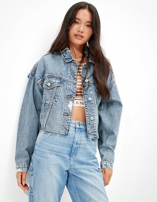 AE Cropped Denim Boyfriend Jacket