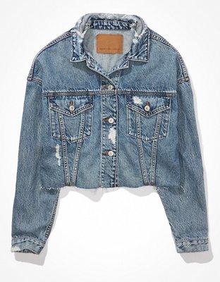 AE Cropped Denim Boyfriend Jacket