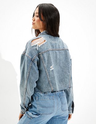 Женские куртки American Eagle AE Cropped Denim Boyfriend Jacket — фото 2
