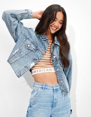 AE Cropped Denim Boyfriend Jacket