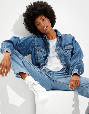 AE Balloon-Sleeve Boyfriend Denim Jacket