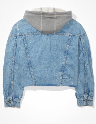 AE Cropped Hooded Denim Jacket