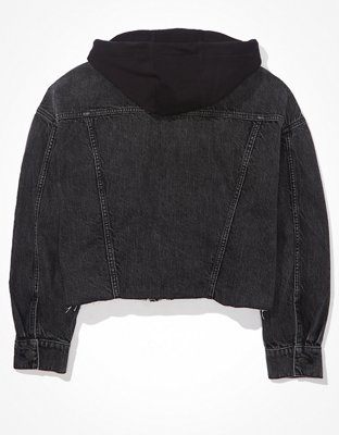 AE Cropped Hooded Denim Jacket AE