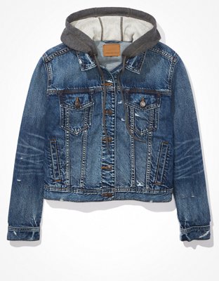 Женские куртки American Eagle AE Hooded Classic Denim Jacket — фото 4