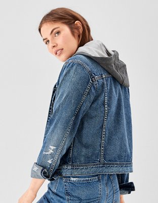 Женские куртки American Eagle AE Hooded Classic Denim Jacket — фото 3