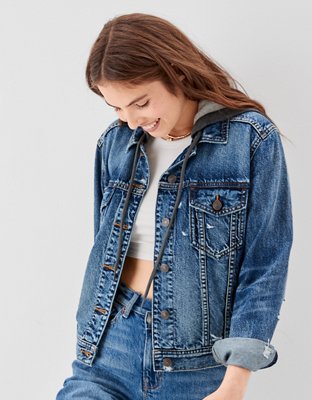 Женские куртки American Eagle AE Hooded Classic Denim Jacket — фото 2