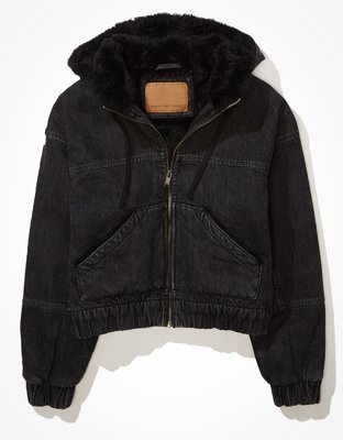 Chamarra de aviador de sherpa y denim AE