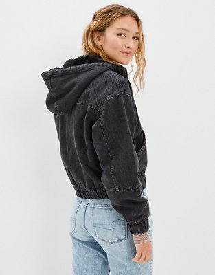 AE Denim Sherpa Bomber Jacket