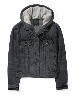 AE Chamarra de denim con capucha