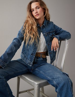 American eagle store distressed denim jacket