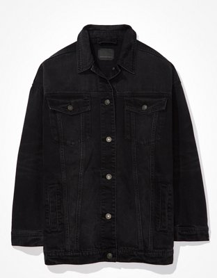 Black denim store jacket american eagle