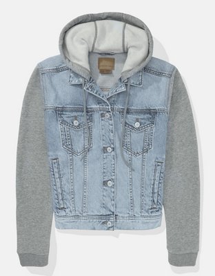 Женские худи American Eagle AE Strigid Classic Denim Sweatshirt Jacket — фото 3