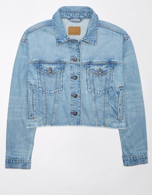 Women's Drapey Cropped Denim Jacket, Women's Clearance