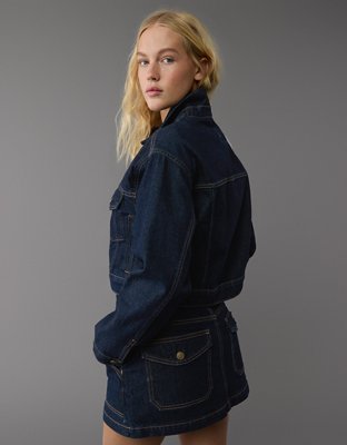 AE Cropped Corduroy Collar Denim Jacket