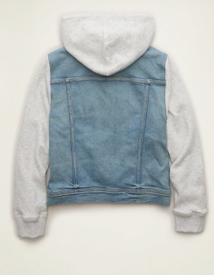 Женская куртка American Eagle AE Hooded Denim, цвет: Средний винтажный варёный — фото 4
