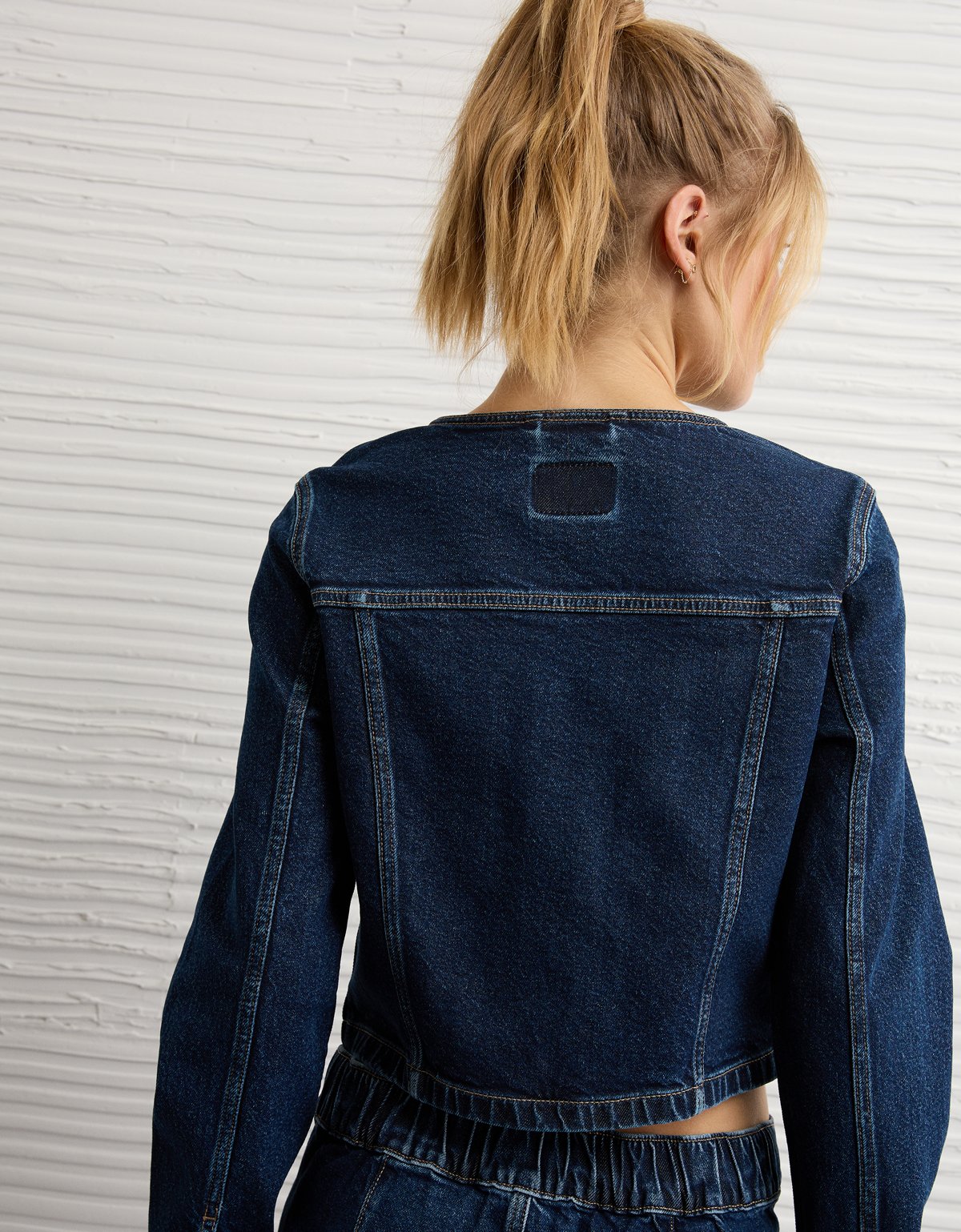 AE Collarless Denim Jacket - image 2