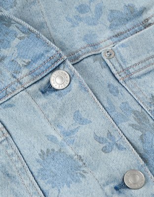 Veste évasée en denim à imprimé floral AE