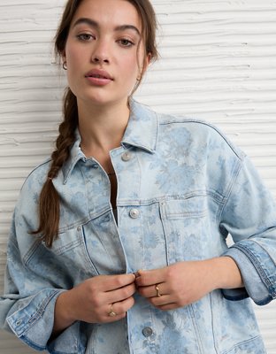 AE Floral Print Denim Swing Jacket | American Eagle