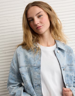 AE Floral Print Denim Swing Jacket
