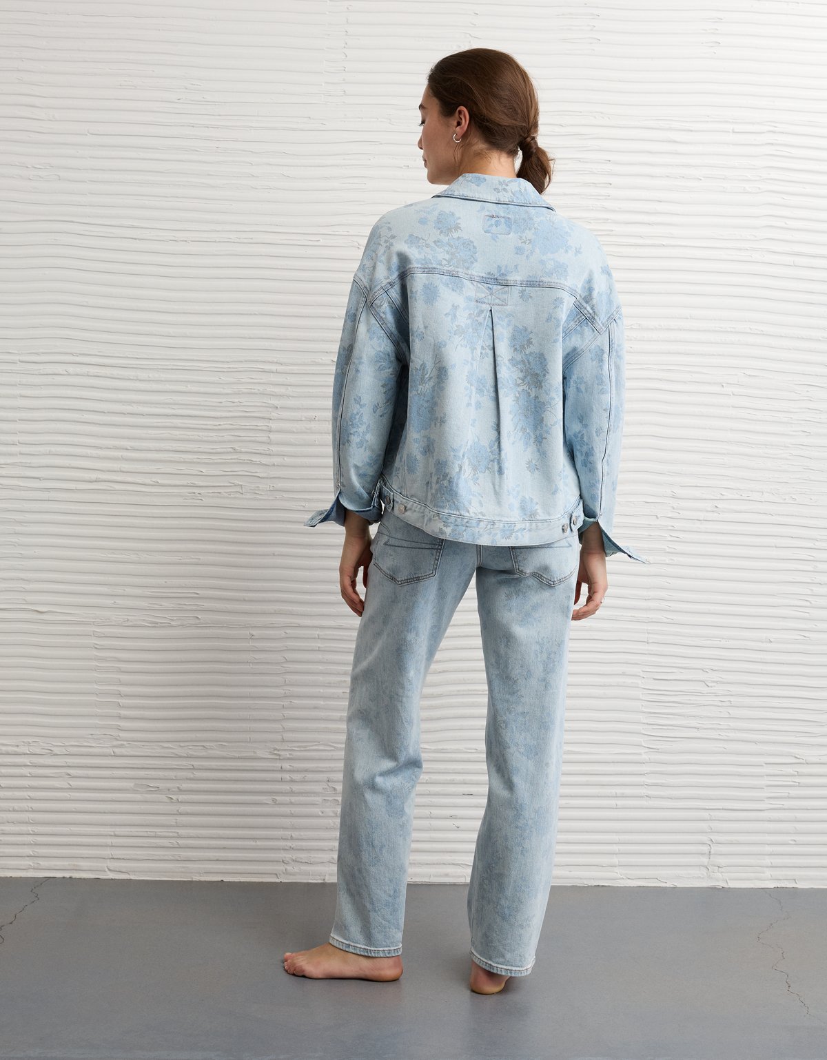 AE Floral Print Denim Swing Jacket - image 3