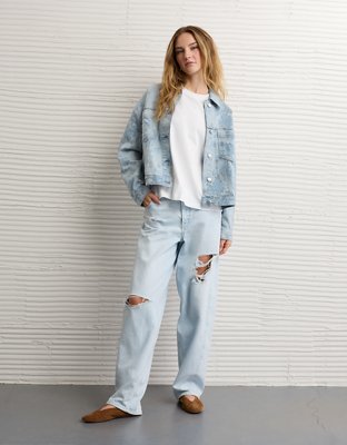 AE Floral Print Denim Swing Jacket