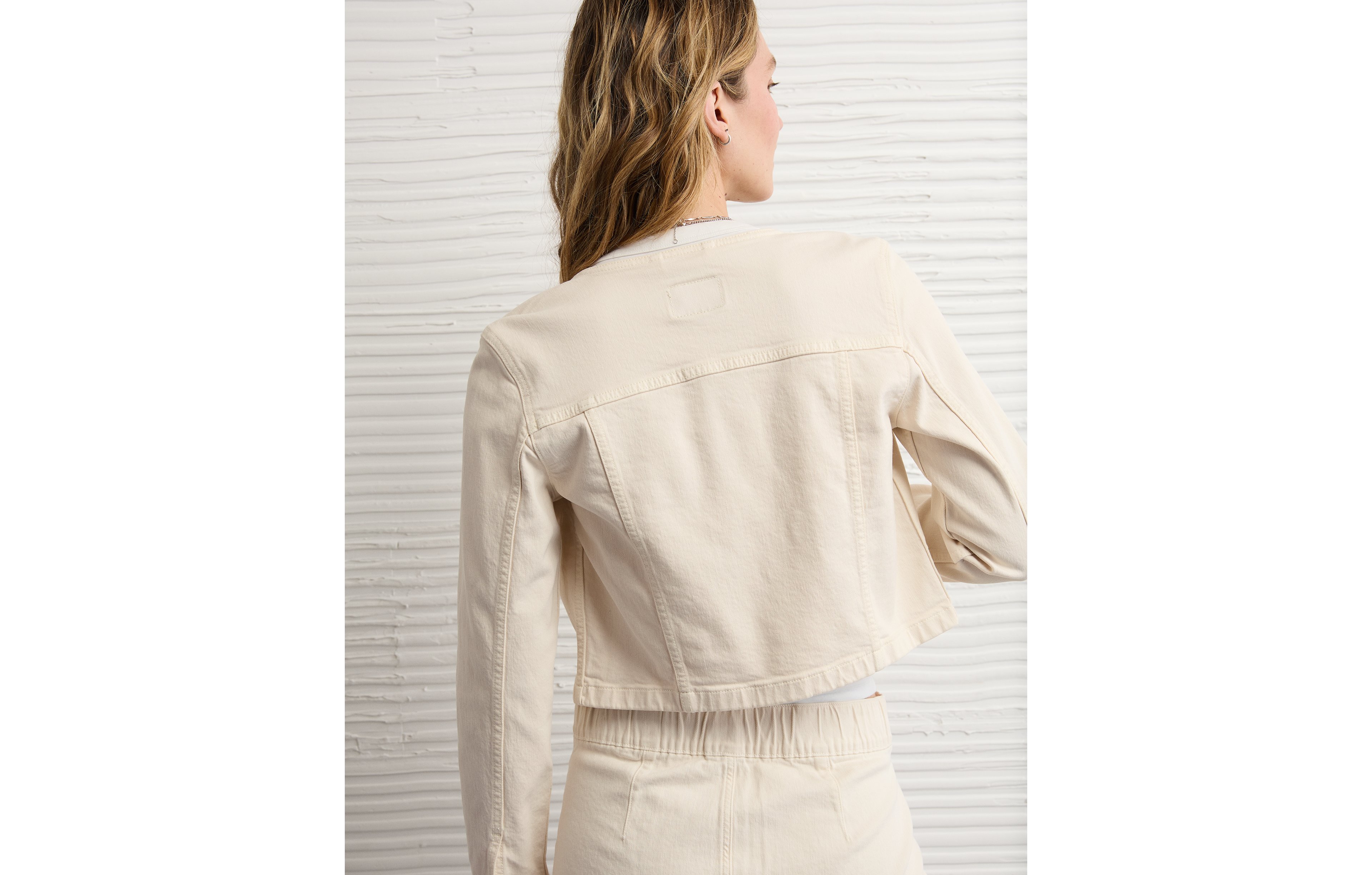 AE Collarless Denim Jacket