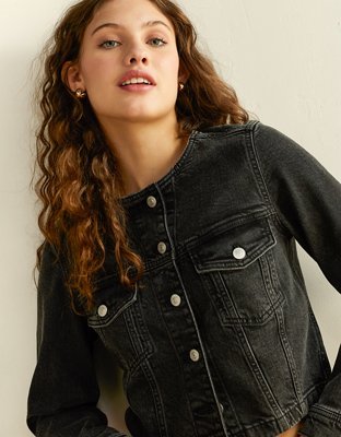 AE Collarless Denim Jacket