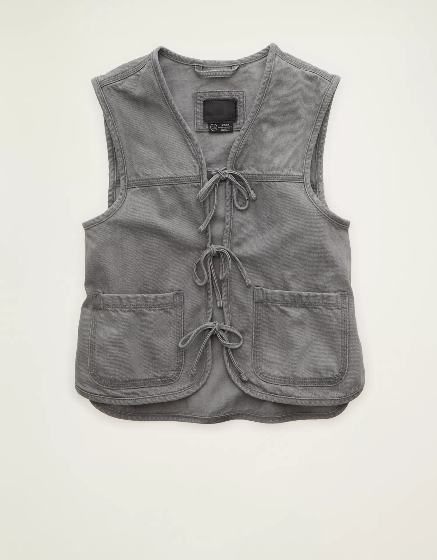 AE Tie-Front Denim Vest - thumbnail 3