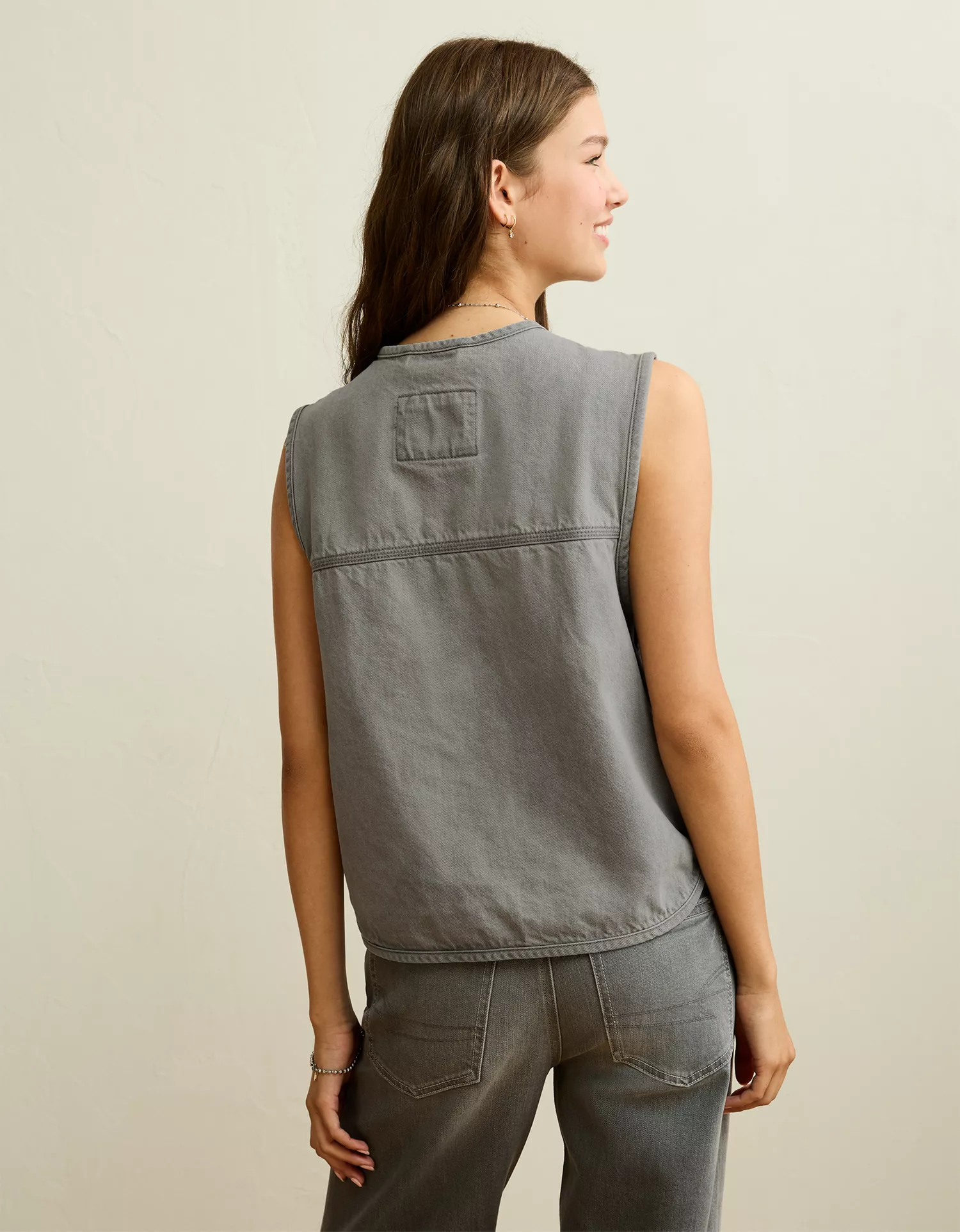 AE Tie-Front Denim Vest - thumbnail 2
