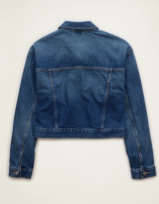 AE Cropped Fur Collar Denim Jacket