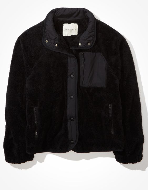AE Fuzzy Sherpa Snap Front Jacket