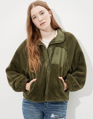 AE Fuzzy Sherpa Snap Front Jacket