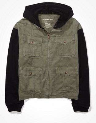 Женские куртки American Eagle AE Fleece Sleeve Military Jacket — фото 3