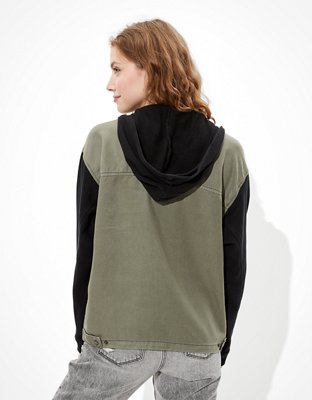 Женские куртки American Eagle AE Fleece Sleeve Military Jacket — фото 2