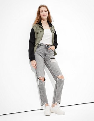 Женские куртки American Eagle AE Fleece Sleeve Military Jacket — фото 4