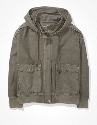 Женские куртки American Eagle AE Hooded Military Bomber Jacket — фото 3