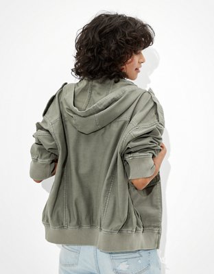 Женские куртки American Eagle AE Hooded Military Bomber Jacket — фото 2
