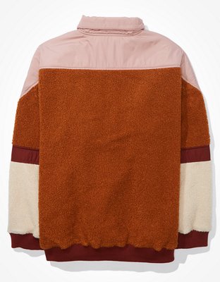 Женские куртки American Eagle AE Sherpa Color Block Quarter-Zip Jacket — фото 4