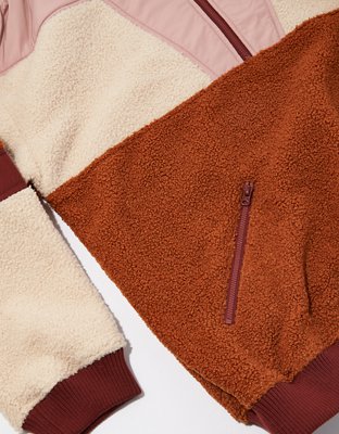 Женские куртки American Eagle AE Sherpa Color Block Quarter-Zip Jacket — фото 6
