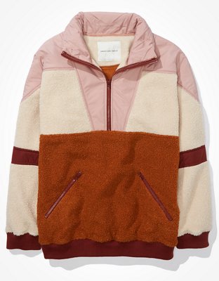 Женские куртки American Eagle AE Sherpa Color Block Quarter-Zip Jacket — фото 3