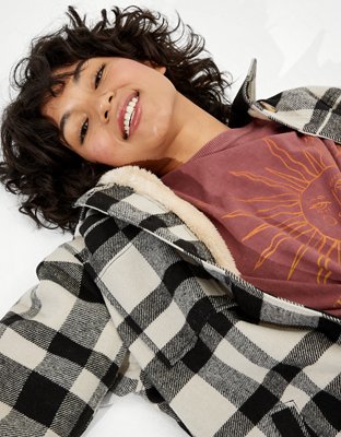 Женские куртки American Eagle AE Plaid Sherpa Lined Jacket — фото 5