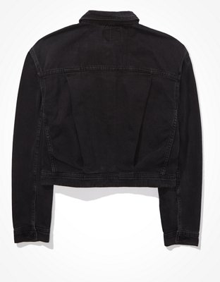 AE Black Cropped Denim Jacket