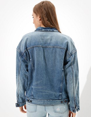 Женские куртки American Eagle AE Oversized Plaid Lined Denim Jacket — фото 2