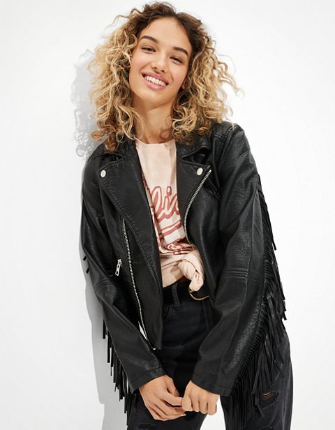 Женские куртки American Eagle AE Fringe Leather Jacket