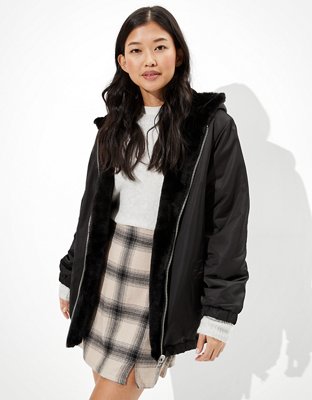 AE Reversible Faux Fur Zip-Up Jacket | American Eagle